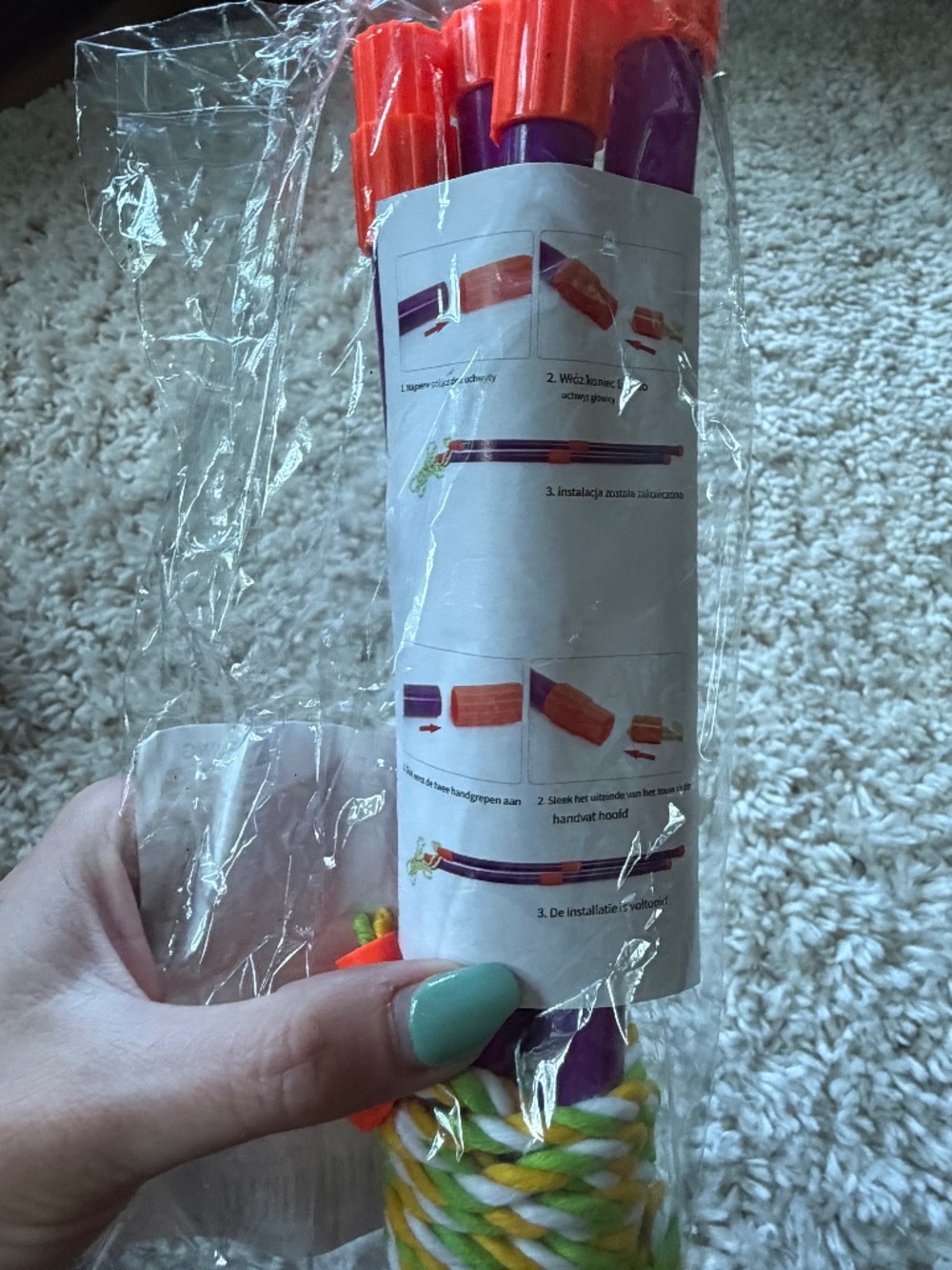 Bright braided Colorful Rope giant bubble making wand Toy with Orange and Purple